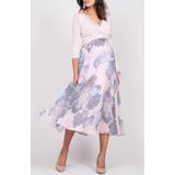 Floral Print Wrap Maternity/nursing Midi Dress