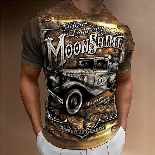 Herren Grafik Auto T Shirt Kurzarm T-Shirt 3D-Druck Rundhalsausschnitt Hemd Vintage Mode Designer Outdoor Täglich Sport Blau Braun Grün Frühling Sommer Bekleidung S M L XL 2XL 3XL Image