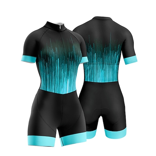 Damen Triathlonanzug Kurzarm Triathlon Sommer Frühling Herbst Silber Dunkelgrau Waldgrün Grafik Fahhrad Radfahren Fitness, Laufen Yoga Elastisch Ganzkörper Lycra Sport Bekleidung Image