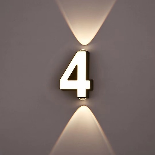 0–9 Digitale Modellierung Außenwandleuchte, wasserdicht, IP65, Schwarz, 9 W, warmes Licht, 3000 K, Außenwandleuchte für Veranda, Tür, Nummer, Terrasse, Badezimmer, Flur, Geschäft, AC85–265 V Image