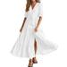 HaHaHappy Rompers for Women Casual Built In Shorts Open Back Womens Tennis Dress Round Neck Sleeveless Jumpsuits for Women Solid Color Casual Summer Womens Athletic Dress White M