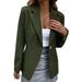 JDEFEG Jacket Junior Women Casual Solid Single Button Lapel Long Sleeve Slim Suit Temperament Coat for Ladies Women Petite Coats Winter Polyester Army Green M