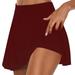 Amidoa Yoga Ladies Shorts Athletic High Rise Solid Skort Leggings for Women Plus Size