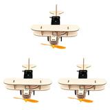 3 Sets Toys Experiment Airplane Assemble DIY Wood Plane Airplane Model Electric Wooden Student