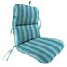 Jordan Manufacturing 45 x 22 Sanders Puff Blue and Green Stripe Rectangular Outdoor Chair Cushion with Ties and Hanger Loop