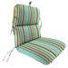 Jordan Manufacturing 45 x 22 Mamba Pelican Blue Stripe Rectangular Outdoor Chair Cushion with Ties and Hanger Loop
