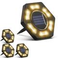 Solar Ground Lights 4 Pack Solar Disk Lights Solar Lights Outdoor 12 LED Garden Lights Waterproof In-Ground Landscape Lighting for Lawn Yard Deck Pathway Driveway