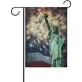 Hidove Statue of Liberty with Flag Fireworks Double-Sided Printed Garden House Sports Flag-12x18(in)-Polyester Decorative Flags for Courtyard Garden Flowerpot