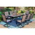 VILLA Patio Dining Set for 8 9 Piece Outdoor Table Chairs Set with 8 High Back Swivel Dining Chairs and Extendable Metal Patio Table Outdoor Furniture Dining Set for Lawn Garden