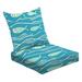 2-Piece Deep Seating Cushion Set Seamless blue simple pattern simple fishes waves Outdoor Chair Solid Rectangle Patio Cushion Set