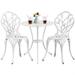 Patio Bistro Sets 3 Piece Outdoor Rust-Resistant Cast Aluminum Garden Table and Chairs White