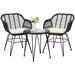 YZboomLife 3 PCS Outdoor Wicker Patio Bistro Set PE Rattan Wicker Chairs Set with Cushions Patio Chairs Blacony Set for Outdoor Poolside Garden Black/Black