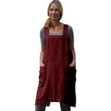 XLZWNU Womens Dresses Overalls for Women Red Dresses for Women Women Cotton Linen Pinafore Square Cross Apron Garden Work Pinafore Dress Girls Dresses Young Adult Dresses 1Pc Dress Red 5Xl