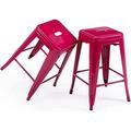 YFbiubiulife Vogue Direct 24 High Stools Backless Red Metal Barstools Indoor-Outdoor Counter Height Stools with Square Seat Set of 4