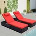 YZboomLife 3 Pcs Patio Chaise Lounge with Coffee Table Cushion&Pillow Outdoor Lounge Chair Chaise Lounger Patio Reclining Chair 5 Angle Adjustment PE Rattan for Courtyards Poolside Ga