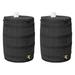 Bomrokson Rain Wizard 50 Gallon Plastic Outdoor Home Water Storage Rain Barrel Collector with Brass Spigot and Flat Back Design Black 2 Pack