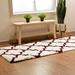 Modern Geometric Design Soft Rug White & Brick Red 2 7 X 8