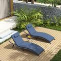 YZboomLife Patio Chaise Lounge Set 3 Pieces Outdoor Lounge Chair with Rattan Adjustable Backrest and for Beach Patio Sand for Poolside Backyard Porch