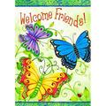 Hidove Welcome Friends Butterfly Spring Garden Flag Double Sided 12x18 inch Decorative Colorful Flower Sunflower Hummingbird Small House Yard Outdoor Flag for Garden Lawn Farmhouse Outside