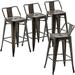 YZboomLife Changjie Metal Barstools Set of 4 Industrial Stools Counter Stools with Backs Indoor-Outdoor Counter Height Stools (26 inch Matte Black)