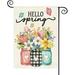 Hello Spring Garden Flag 12x18 Inch Double Sided Outside Floral Mason Jar Holiday Yard Outdoor Flag