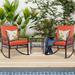 YZboomLife 3-Piece Outdoor Set Patio Conversation Chair Wicker Cushioned Patio Rocker with for Porch Garden Poolside & Deck Orange