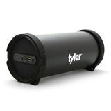 Tyler Portable Wireless Bluetooth Speaker Indoor/Outdoor 2.1 Hi-Fi Cylinder Loud Speaker with Dual High Performance Drivers Aux Line-In FM Tuner and USB Port Black