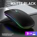 1600DPI Bluetooth 5.1 Wireless Mouse Rechargeable RGB Backlight Mice Ergonomic Silent Mouse 2.4Ghz USB Receiver For Laptop PC Matte Black