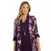 Refurbished R & M Richards Floral Jacket Dress With Necklace - Eggplant 10