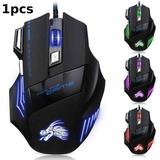 USB Wired Gaming Mouse 7 Button Backlit Ergonomic Mice 5500 DPI Backlight Adjustable Optical Mice for PC Gamer Computer Desktop 1 Pcs