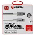 Griffin 5FT Premium Charge/Sync USB-C to 8-Pin Cable for iPhone and iPad - Silver