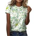 WQJNWEQ Womens Tops Summer Loose Fit Printe Casual Loose Fit Tee Shirts Blouse Print Round-Neck Shirt Gifts for Women