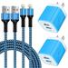 2 Pack iPhone Charger Dual Port USB Power Adapter+6FT Lightning Cord Fast Charging Braided Cable with Wall Charger Adapter Compatible for iPhone 14/13/12/11 Pro Max/11/Xs Max/XR/X iPad Air(Blue)