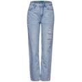 Street One Style Denim-Modern Straight Damen light blue destroyed, Gr. 29-28, Casual Fit Damenjeans, High Waist, Legs, used Look