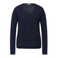 Street One structured mesh sweater Damen deep blue, Gr. 42, One, Strickpullover, Pullover im Grobstrick, V Ausschnitt, Rippstrick Bündchen, Transparentes Muster,