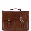 Triple Gusset Heavy Duty Real Leather Briefcase: Gareth Chestnut NA