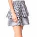 Madewell Skirts | Madewell Blue White Gingham Linen Two-Tiered Mini Skirt Size Xs Like New | Color: Blue/White | Size: Xs