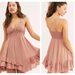 Free People Dresses | Free People Adella Slip Mini Dress Lace Crochet Rose Dusty Pink {U31} | Color: Pink | Size: S