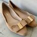 Kate Spade Shoes | Kate Spade Suede Pointed Toe Flats Bow On Toe With Gold Middle Size 7 | Color: Gold/Tan | Size: 7