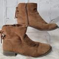 American Eagle Outfitters Shoes | Aeo Womens 10 Boho Lace Back Zip Ankle Boot Bootie Brown Tan Bohemian Casual | Color: Brown/Tan | Size: 10