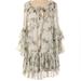 Free People Tops | Free People Boho Floral Sheer Chiffon Ruffled Sleeves Tunic Mini Dress Size S | Color: Green/White | Size: S