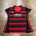 Adidas Tops | Adidas Climalite Womens Red Black Striped Mls Portland Timbers Jersey Size Xl | Color: Black/Red | Size: Xl