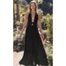 Free People Dresses | Free People Maxi Dress L Look Into The Sun Halter Cutouts Triangle Black Nwt | Color: Black | Size: L