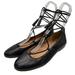 Madewell Shoes | Madewell Inga Soft Black Leather Lace Up Round Toe Ballet Flats Women's Size 9 | Color: Black | Size: 9