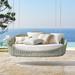 Coraline Hanging Daybed with Cushions in Seasalt Finish - Vista Boucle Air Blue, Quick Dry - Frontgate