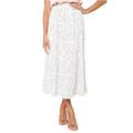 FXSMCXJ Long Skirt Summer Autumn Casual Chiffon Print Pockets High Waist Pleated Maxi Skirt Womens Long Skirts For Women-white-s