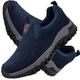 AZMAHT Mens Walking Shoes Slip-on Trainers Trainers Suede Upper Breathable Gym Sports Running Shoes Lightweight Sneakers Walking Shoes Casual Athletic Tennis Shoes,Blue,37/235mm