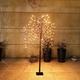 kalynmart Led Solar Willow Tree 200 Led Garden Tree with Blinking Mode Lighted Branches Pathway Lighting Waterproof for Outdoor Decorations 4.6 ft (Warm White)