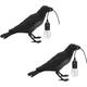 LEDSone Black Birds Table Lamps Resin Crow Desk LED Lamp E27 Base Modern Raven Art Deco Bedside Decor 3 Pin Plug in Cord Table Lamps for Bedroom, Office, College Dorm (Pack 2)
