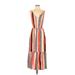 Gap Casual Dress - Midi Plunge Sleeveless: Orange Print Dresses - Women's Size Small